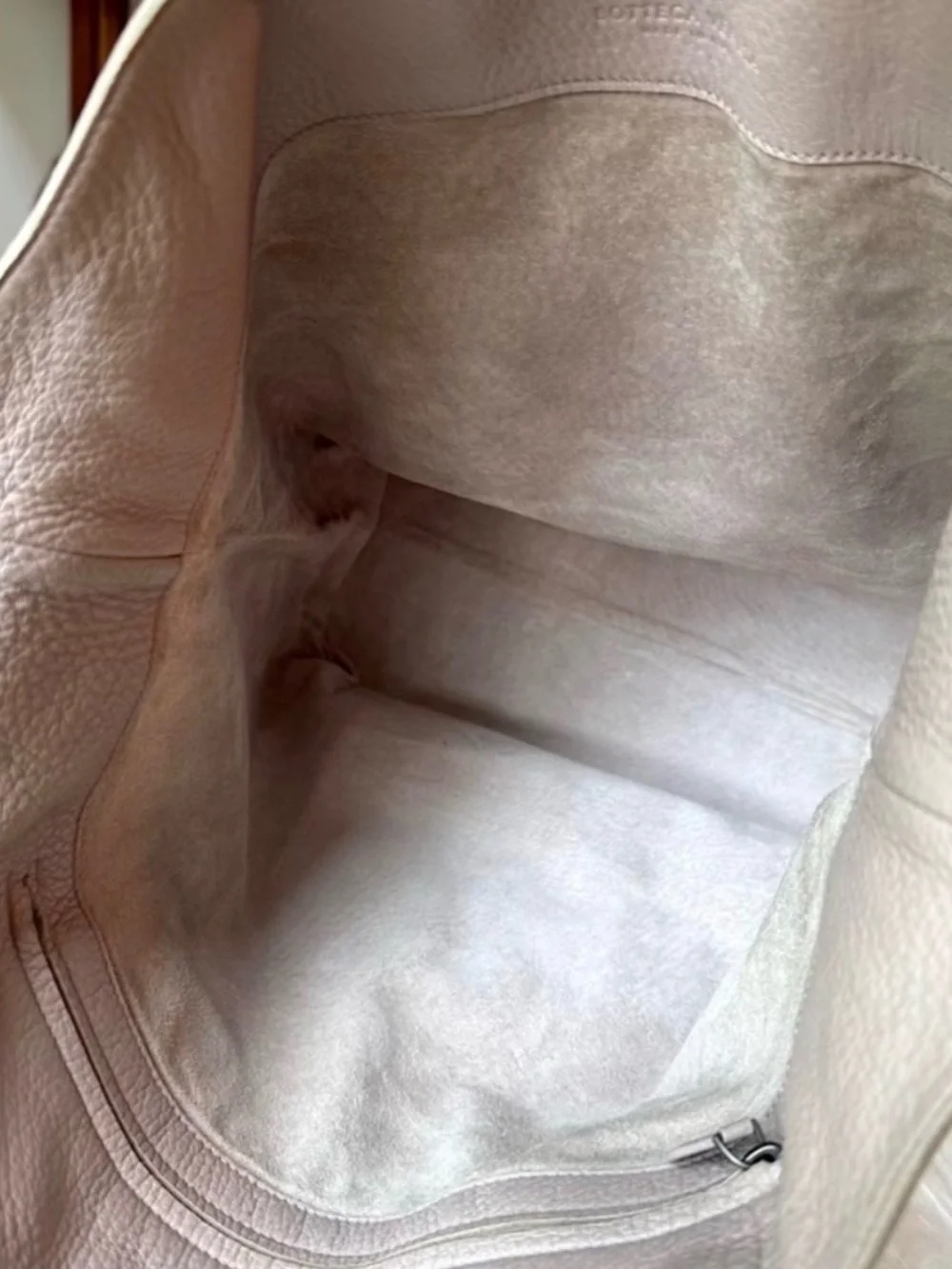 Auth BOTTEGA VENETA beige pink Taupe shoulder Tote Bag INTRECCIATO Woven leather